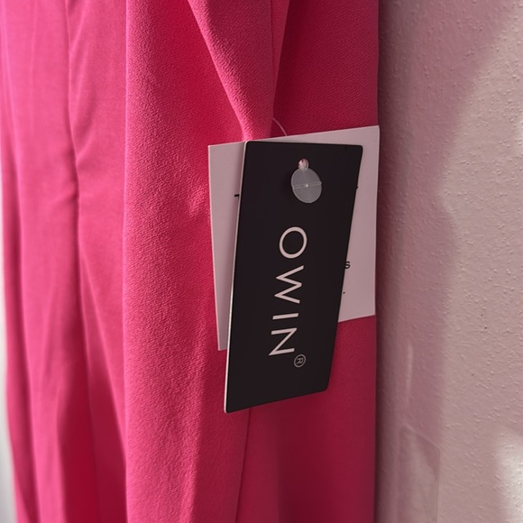 OWIN 2024 V Neck Spaghetti Straps Wrap Ruched Sheath Cocktail dress pink Medium - Picture 4 of 5